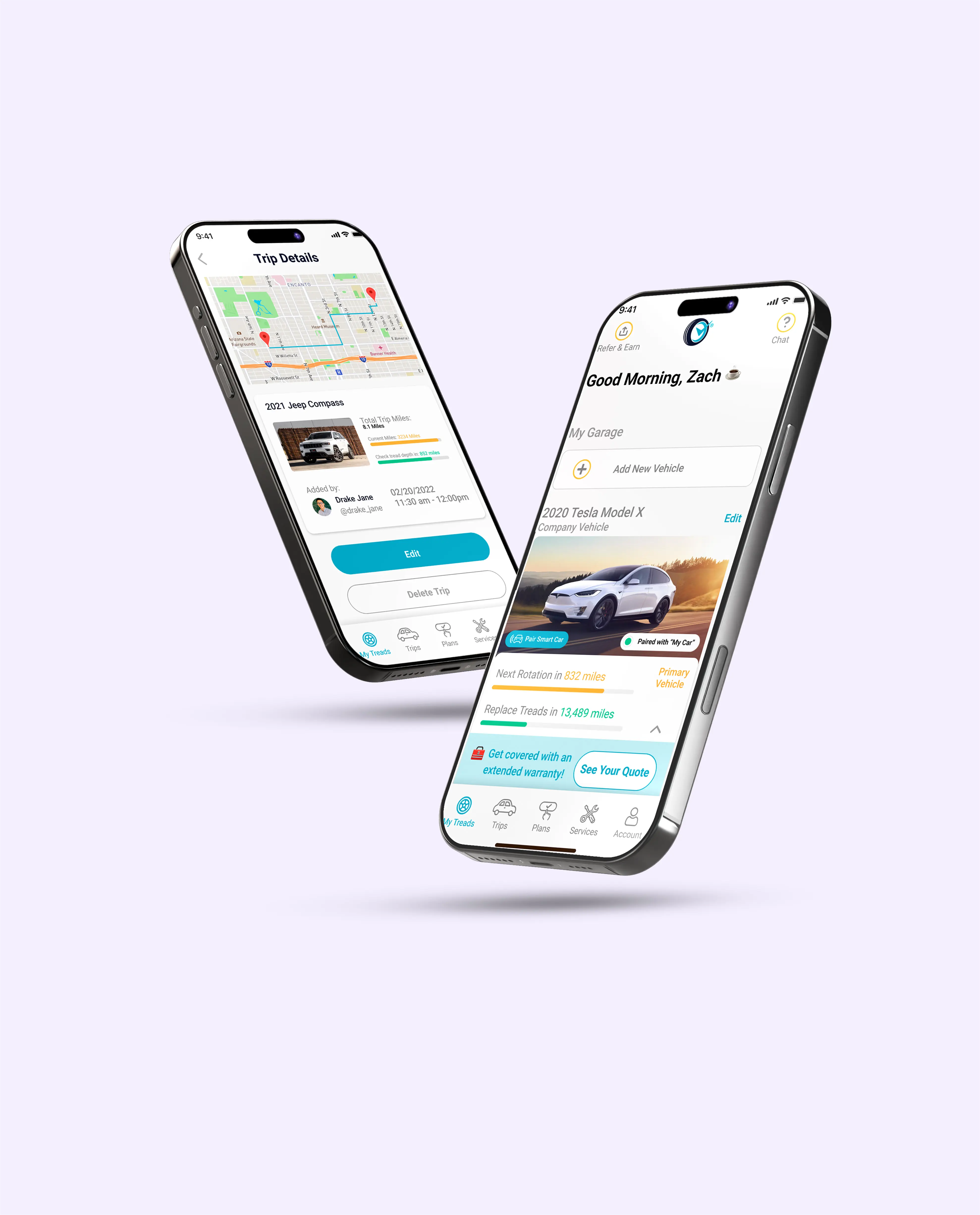 Treads mobile app screens