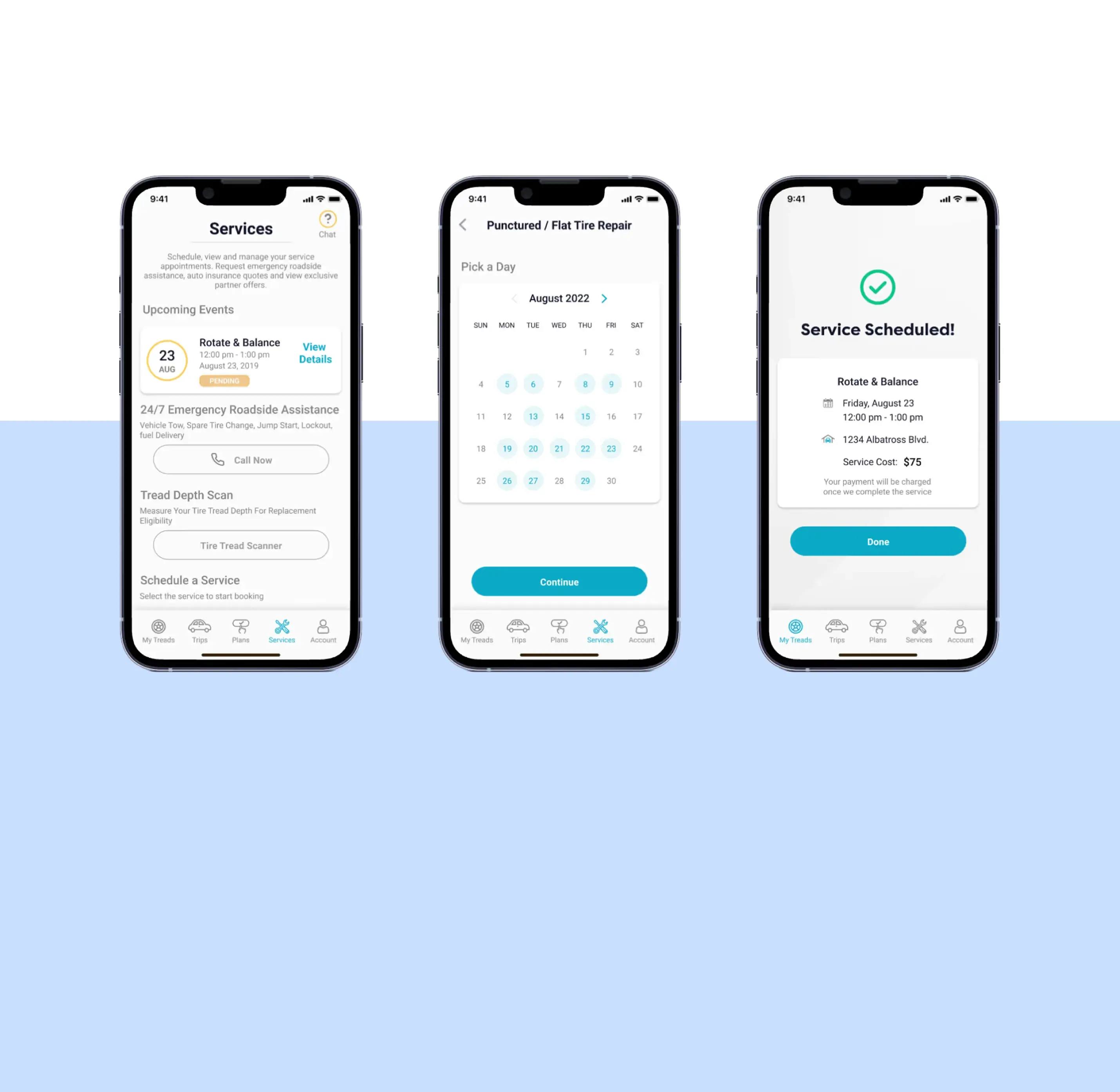 Treads app screens